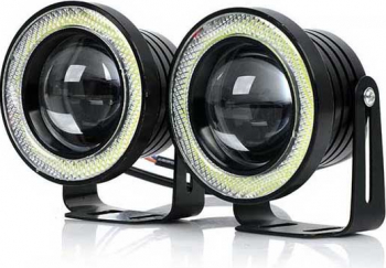 Set 2 x proiectoare auto LED Angel Eyes 89mm IP65 6000K 
