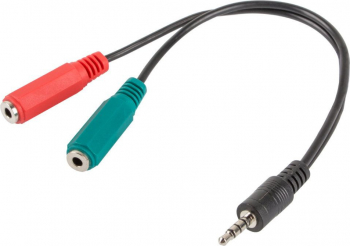 Adaptor audio Jack 3.5 mm tata 4 pini la 2 x Jack 3.5 mm 3 pini mama 20 cm Multicolor TCL-SHO3465 