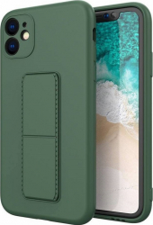 Husa de protectie cu stand metalic magnetic pentru iPhone12 Pro Max silicon Verde inchis CRB-BBL3204 