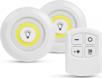 Set 2x Lampi LED Autoadezive cu Control din Telecomanda Alimentare pe Baterii 