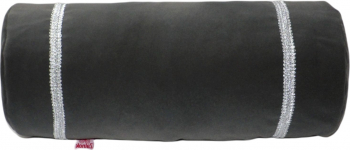 Perna decorativa cilindrica gri din catifea si argintiu 40 cm x 18 cm Zalnok