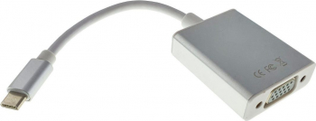 Cablu convertor de la USB 3.1 tip C tata la VGA mama rezolutie Full HD 1080p 10 cm Alb Argintiu TCL-BBL3320 