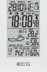 Statie meteo interior-exterior ECG MS 100 White senzor extern fara fir LCD ceas alarma 