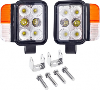 Set faruri universale tractor si utilaje stanga si dreapta cu LED 10-80V temperatura culoare 6000K pozitii 3W LED si semnalizare 3W LED 