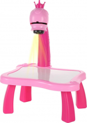 Set proiector pentru desen cu tablita 12 culori 24 de desene pentru copii roz 