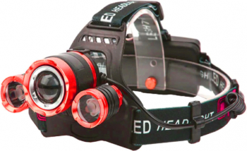 Lanterna 3XT6 LED CREE cu montare pe cap 2 acumulatori 8000 lm baterii incluse Negru Rosu AXT-SHO3562 