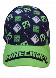 Sapca copii adjustabila Minecraft Creeper Enderman Skeleton LOGO Mojang 7 ani + Albastru inchis/Verde 