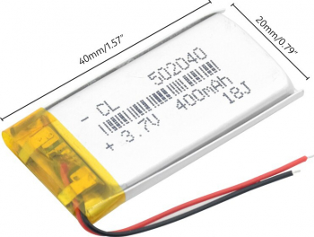 502040 - Acumulator Li-Polymer - 3 7 V - 400mah - 20x40x5 mm 