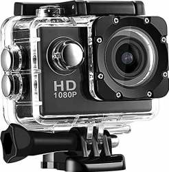 Camera video sport full HD cu accesorii de prindere pentru bicicleta casca si husa subacvatica 