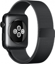 Curea iUni compatibila cu Apple Watch 1/2/3/4/5/6/7 38mm Milanese Loop Otel Inoxidabil Black 