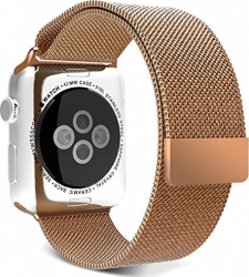 Curea iUni compatibila cu Apple Watch 1/2/3/4/5/6/7 42mm Milanese Loop Otel Inoxidabil Gold 