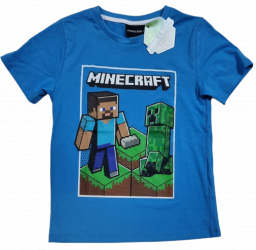 Tricou copii Minecraft Steve Creeper Earth maneca scurta 12 ani/152 cm albastru 