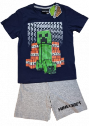 Pijama copii Minecraft Creeper TNT 9 ani/134 cm Albastru inchis/Gri 