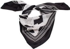 Batic dama matase naturala Pami 90x90 cm alb/negru 