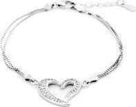 Bratara tip lant cu ornament inima cu strasuri zirconiu Argint 925 BA-150 argintiu 