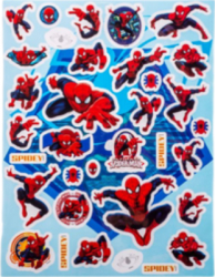 Caiet cu 200 de autocolante si stickere dimensiuni si modele diferite personaj SPIDER-MAN Rosu-albastru JMB-SHO3711 