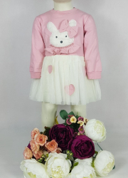 Rochita maneca lunga BABY RABBIT roz 80cm 12luni 