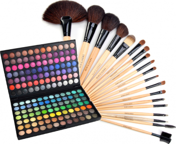 Set Cosmetica Kit Trusa profesionala 168 de farduri make-up si Set 18 Pensule machiaj par natural si par sintetic+Trusa Corector 5 Nuante 