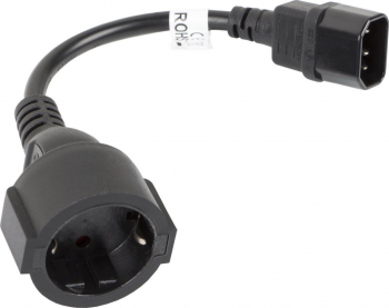 Cablu prelungitor de alimentare UPS PC Bibilel conector IEC 320 C14 la Schuko mama 20 cm Negru TCL-BBL3647 