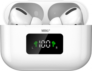 Casti Bluetooth MRG MinPods3 Cu carcasa Display LCD Alb 