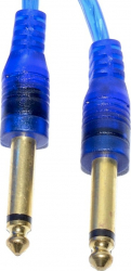 Cablu audio Jack 3 5mm tata Stereo la 2 Jack 6 3mm tata Mono siliconat Albastru 