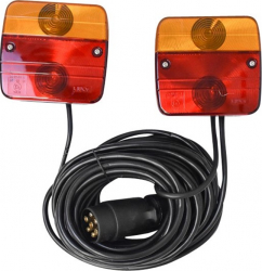 Set lampi magnetice pentru remorca fisa 7 pini cablu intre stopuri de 2.5m cablu fisa 7.5m 12V OMC 