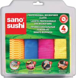 Set lavete microfibra profesionala Sano Sushi 4buc diverse suprafete 