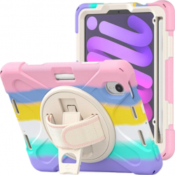 Husa de protectie din silicon pentru Apple iPad Mini 6 2021 cu suport ergonomic 360 and deg de tinut in mana Multicolor 