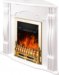 Semineu electric Clasic de colt white si Galileo gold - Art Flame - 883 x 475 x 950 mm - 2000W - Termostat - Telecomanda 
