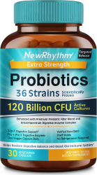 Probiotice NewRhythm 120 Miliarde Organisme Vii din 36 Tulpini Benefice / portie cu Enzime si Prebiotice 30 capsule 