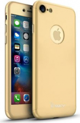 Husa FullBody MyStyle IPAKY Originala Gold pentru Apple iPhone 8 acoperire completa 360 grade cu folie de protectie gratis