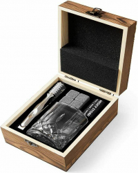 Set 1 pahar de whiskey cu 4 pietre de gheata premium Whiskey Stones cutie din lemn WS03 