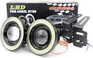 Set 2 proiectoare auto LED lupa Angel Eyes 89 mm