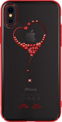 Husa GloMax pentru Apple iPhone X design Cristale Swarovski - Red