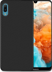 Husa pentru Huawei Y6 2019 GloMax Perfect Fit cu insertii de carbon negru 