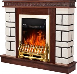 Semineu electric Nazarii mini maro si Galileo gold - Art Flame - 874 x 245 x 1080 mm - 2000W - Termostat - Telecomanda 