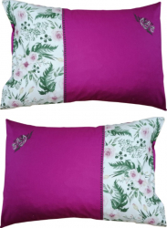 Set 2 Huse perna Casa Bucuriei model Sensy alb/fucsia bumbac natural 100 40 cm x 60 cm 
