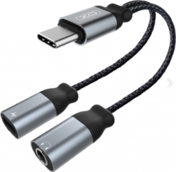 Adaptor audio/incarcare USB Type-C la USB Type-C mama si Jack-mama 3.5 mm Universal Gri GSM-BBL3753 