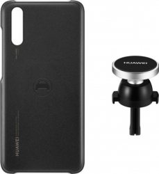 Husa magnetica pentru spate compatibila cu Huawei P20 si suport universal auto magnetic-rotativ cu prindere pe ventilatie Car Kit Huawei N 