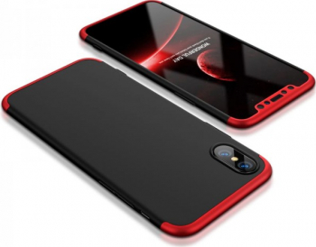 Husa Apple iPhone X MyStyle 360 and deg 3in1 Negru-Rosu