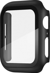 Carcasa Apple Watch 360 grade rezistenta practica negru silicon dur mat 38 mm Doty 