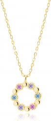 Colier cristale zirconia colorate din argint 925 placat cu aur galben 