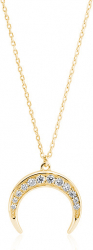 Colier semiluna zirconia din argint 925 placat cu aur galben 