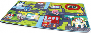Covoras de joca cu 6 masinute 80 x 160 cm imprimeu cu strazi Doty