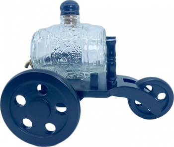 Decantor din sticla Rustic Drinks cu suport din lemn forma butoi cu robinet 2 pahare incluse dop din pluta 750 ml Doty