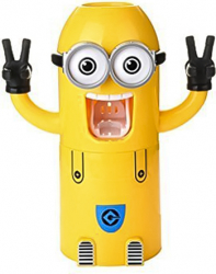 Dispenser pasta de dinti MyYellowFriend design personaj animat suport pentru 2 periute galben doty 