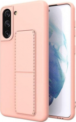Husa de protectie cu stand metalic magnetic pentru Samsung Galaxy S21 silicon Roz CRB-BBL3837 