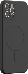 Husa pentru iPhone 13 Pro Max din silicon captusita cu microfibra design modern negru marime 6.7 inch Doty 