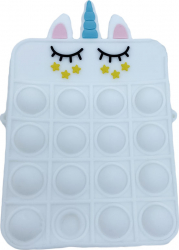 Jucarie antistres Unicorn Style Pop tip gentuta pentru copii bareta inclusa interactiva 14x9 cm alb Doty 