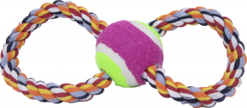 Jucarie interactiva pentru catei RopeBall cu minge si sfoara interactiva 25 cm multicolora Doty 